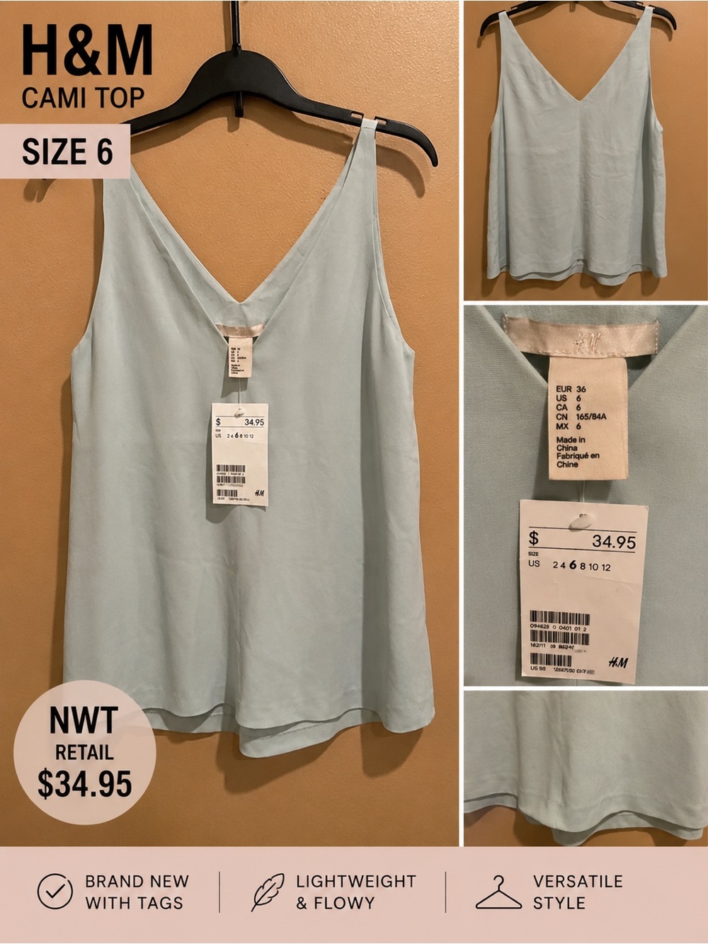 H&M Pale Blue V-Neck Camisole